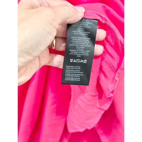 By Anthropologie Strapless Flounce A-Line Midi Dress Fuchsia Pink Women's Small - Picture 7 of 7